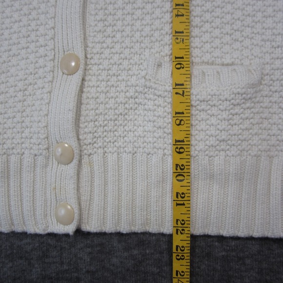 Talbots Cardigan L Ivory Lambswool Angora Soft Textured Knit Mock Neck‎ Preppy - Picture 5 of 10